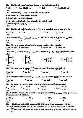 Đề kiểm tra giữa học kì I Toán 12 - Đề 2 (Có đáp án